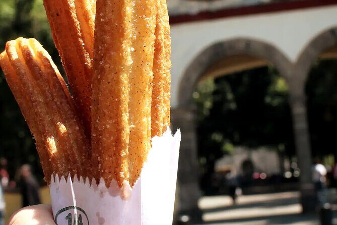 Frida Kahlo VIP [Museum Tickets Included] Walk, Markets & Churros - Stop 3: Jardin Centenario with a coyote sculpture and San Juan Bautista Church