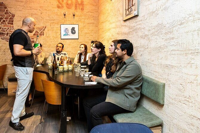 Mexican Spirits Tasting & Cocktail Masterclass - The human side: a pro bartender and guides Mauricio, Iván, and Suri