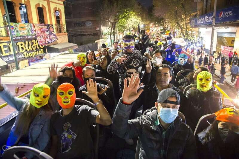 Mexico City: Turiluchas Amazing Wrestling Show - Lucha Libre starts on Reforma with an open-top bus ride