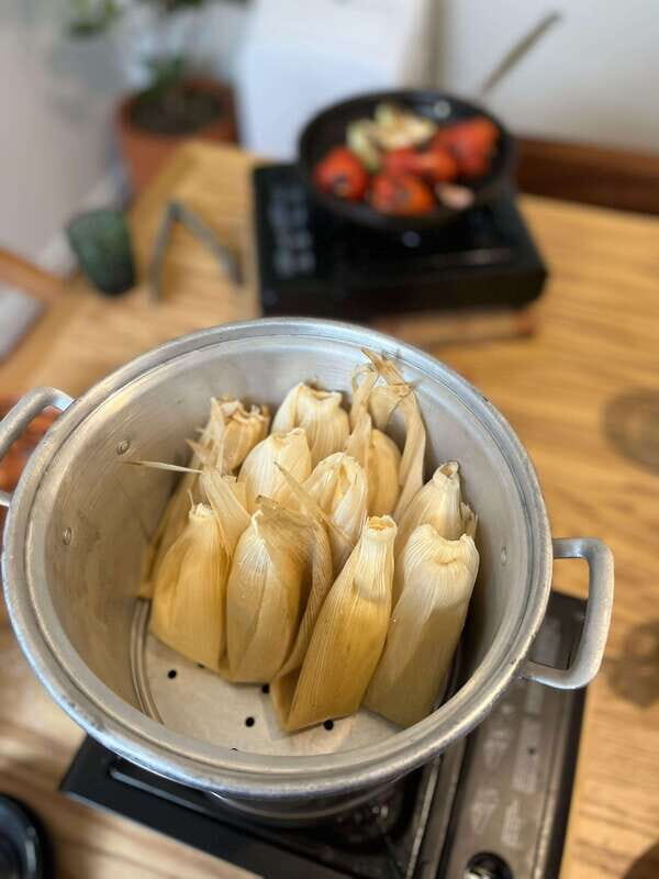 Tamales 101: Multi-variety tamal cooking class and feast - The Table Feast and the Artisan Dinnerware Detail