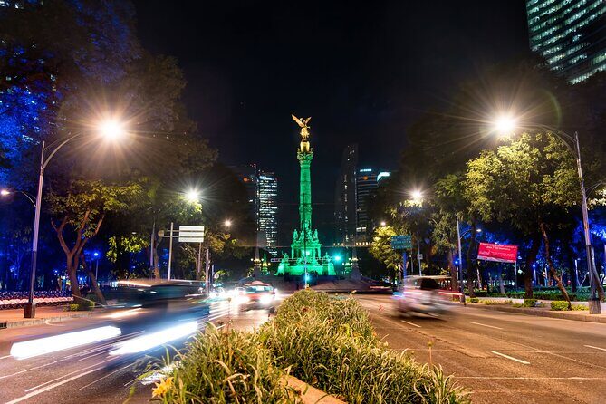 Tourist Bus in Mexico City Night Tour or Hop-On Hop-Off Service - Centro Histórico at Night: Zócalo and the Cathedral Under Streetlights