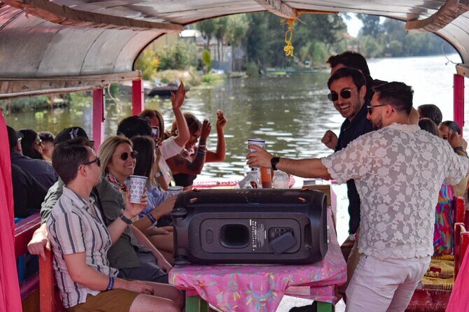 Xochimilco International boat party with open bar and tacos - Allen and Alex Keeping the Energy High